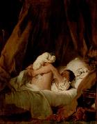 Jean-Honore Fragonard Madchen im Bett oil on canvas